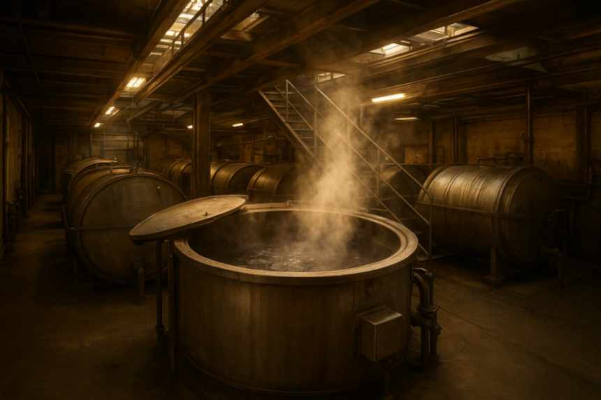 Turning dyeing drum with steam