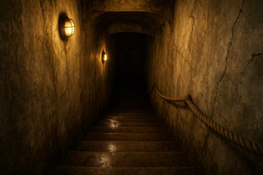 Stairwell to flooded basement