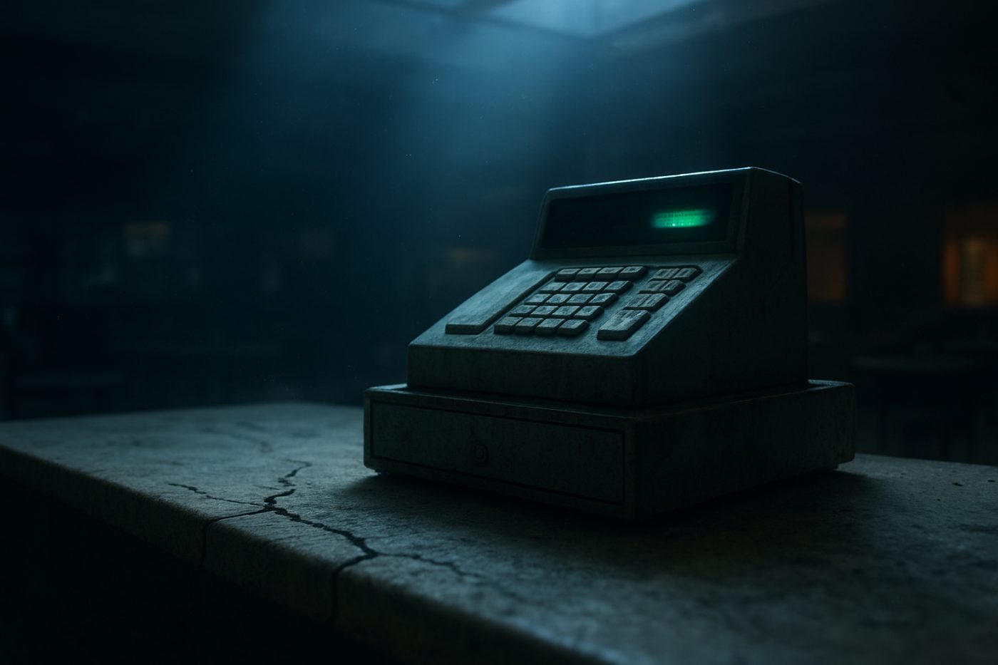Lit cash register glow