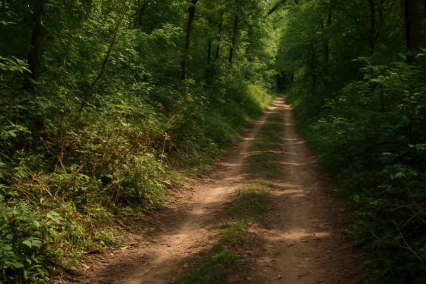 Haunted forest underbrush trail