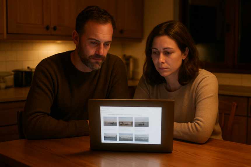 Parents searching online at night