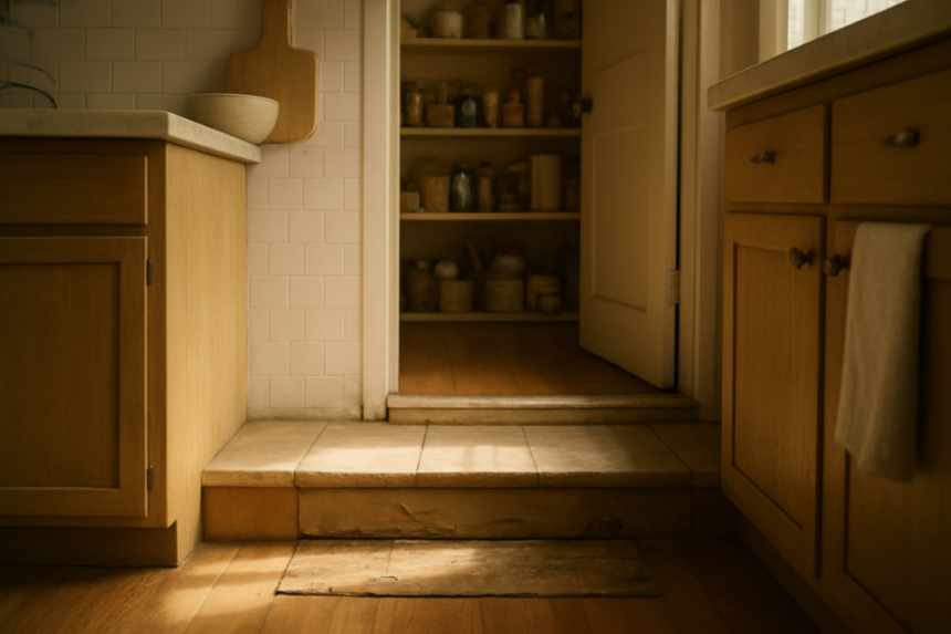 kitchen half-step to pantry