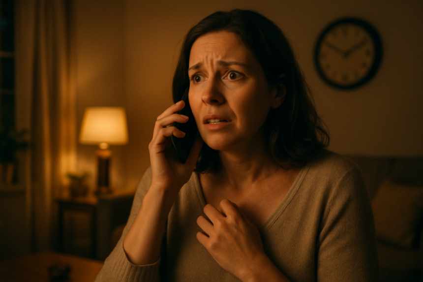 woman making urgent phone call