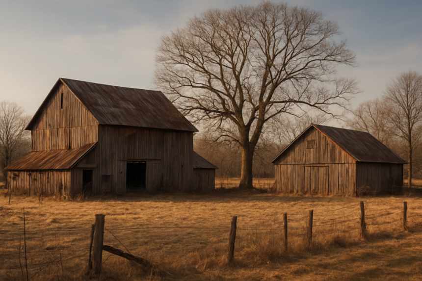 abandoned farmyard winter