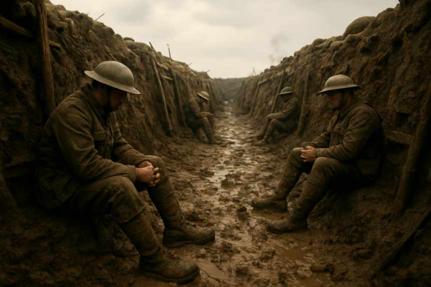 WWI trench with mud