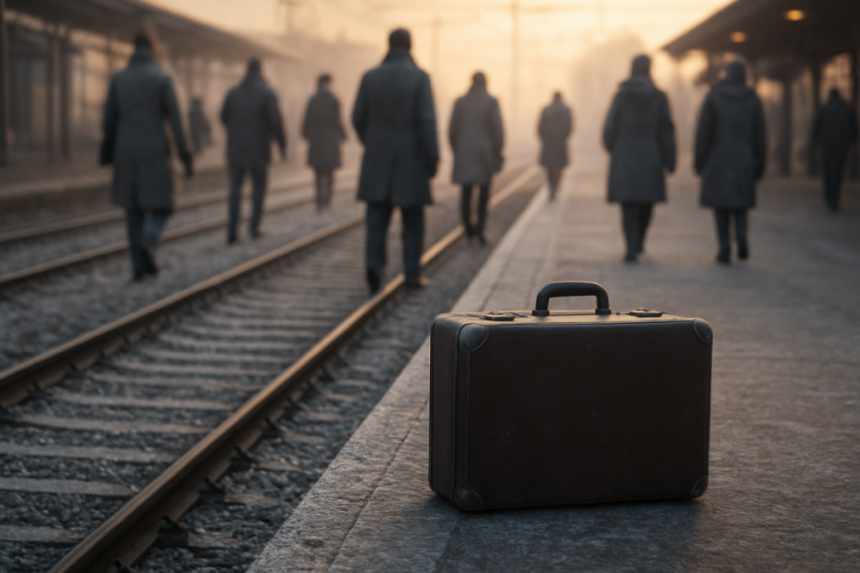 frosty railway platform