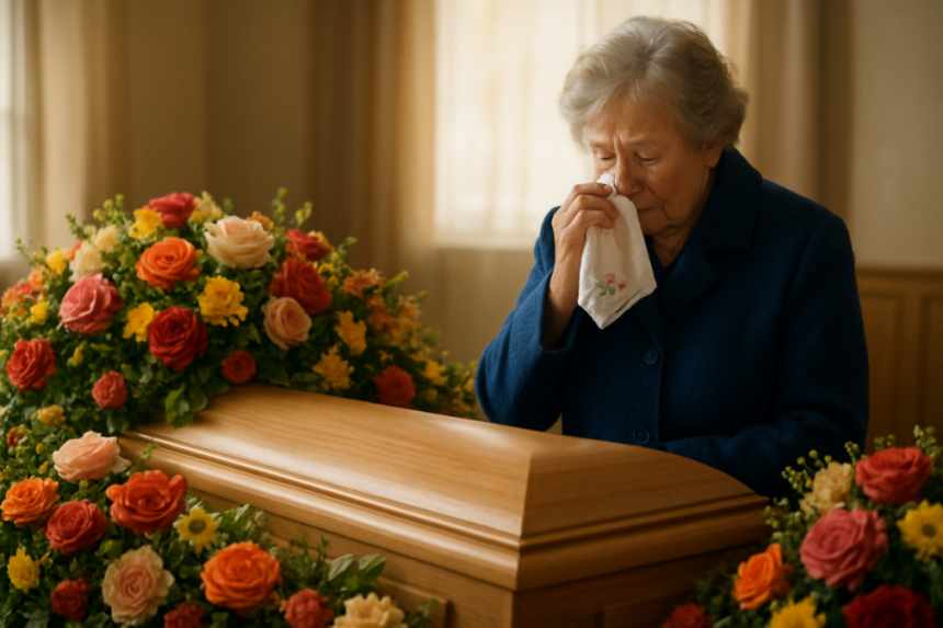 funeral with blue coat