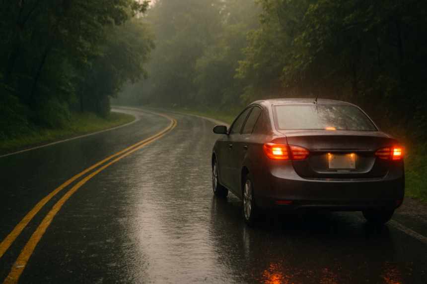 rain roadside hazard