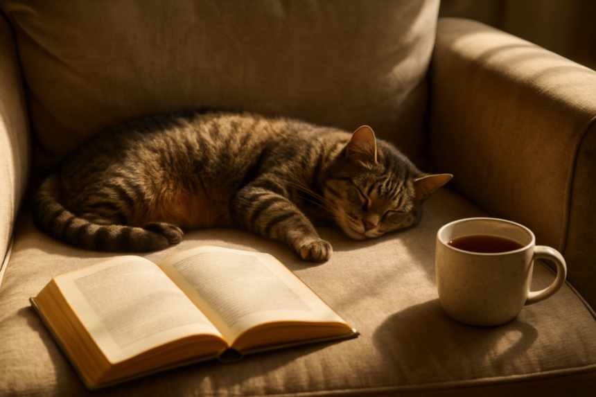 cat sleeping in sunbeam