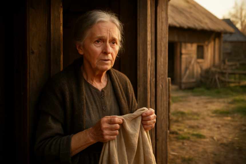 Worried grandmother at door