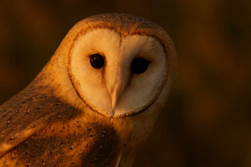 Barn owl turning head