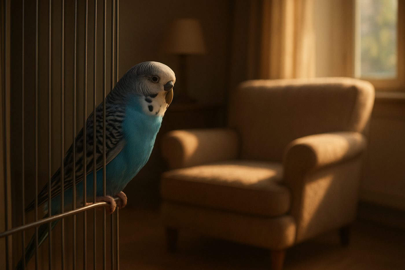 Silent blue budgie cage