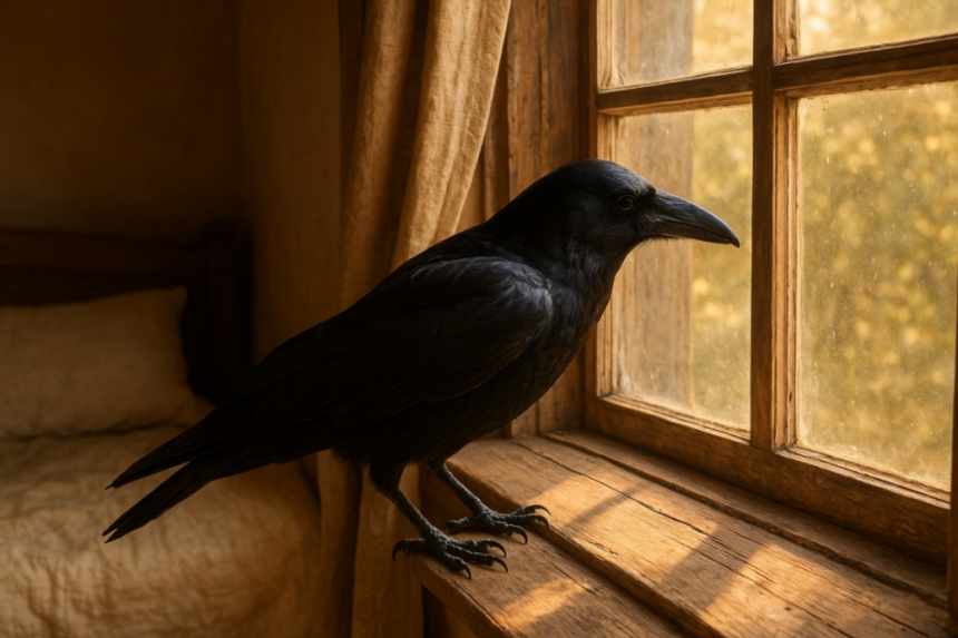 Crow tapping window glass
