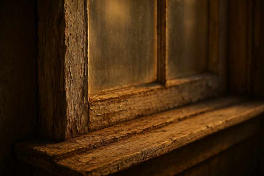 Weathered window with soft light