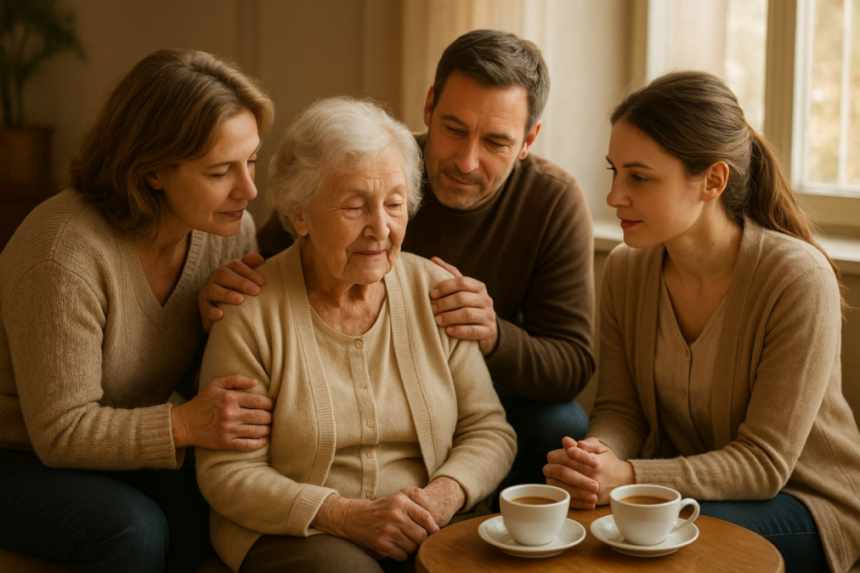 Family by grandmother’s bedside
