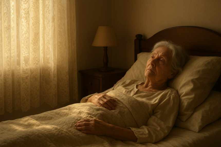 Elderly woman in bedroom