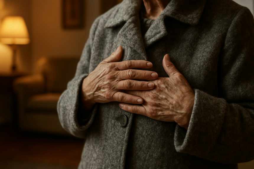 Hands on coat