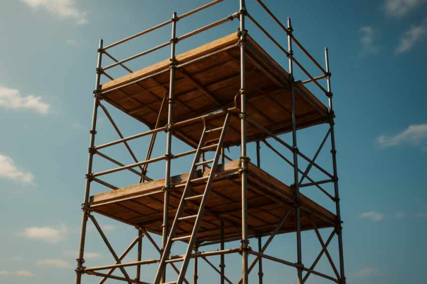 construction scaffold ladder close-up