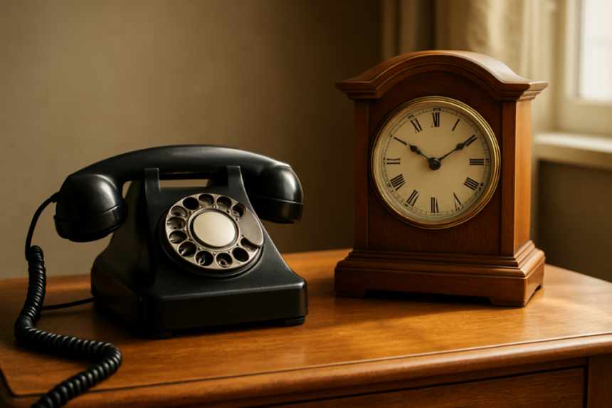 Phone and mantel clock