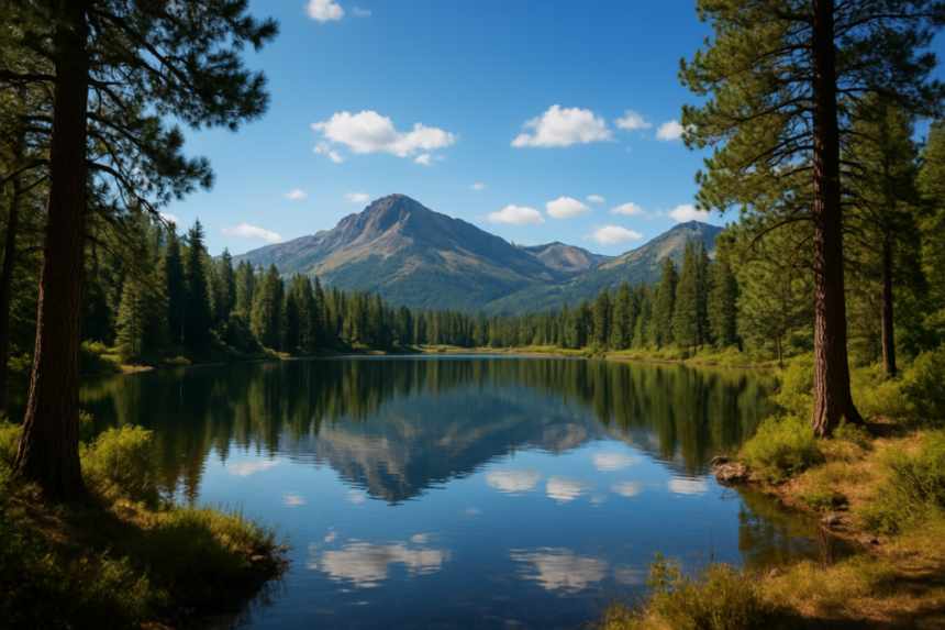 mountain lake summer scene