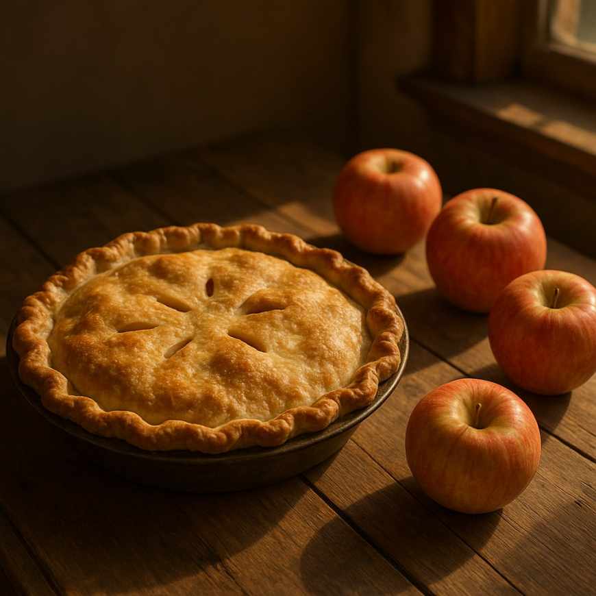 Autumn apple pie scene