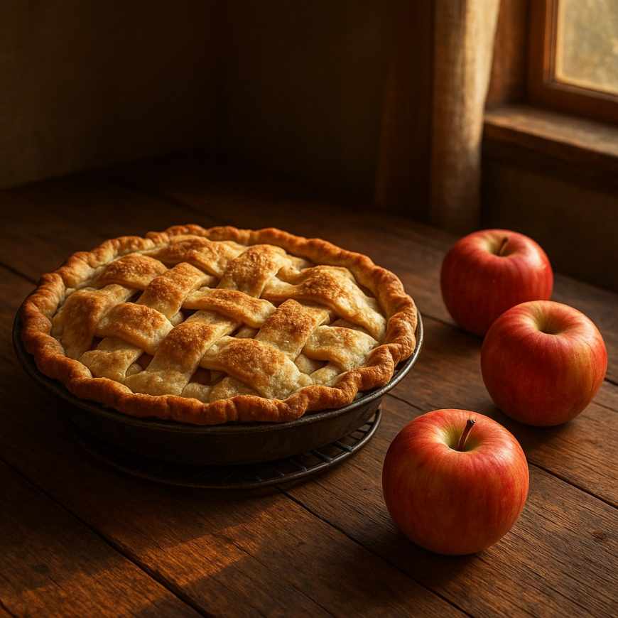 Autumn apple pie scene