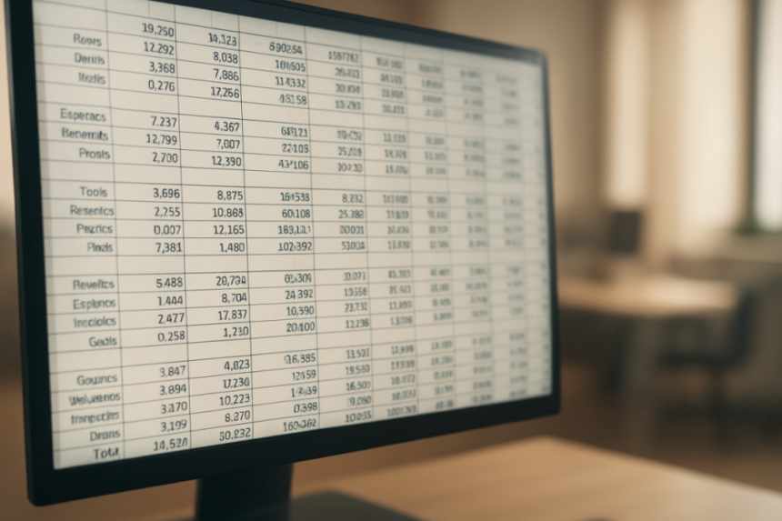Balanced financial spreadsheet