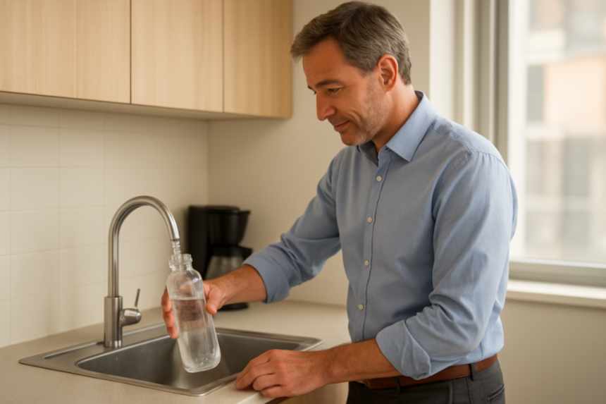refilling water bottle