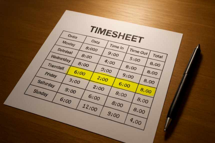 highlighted timesheet printout