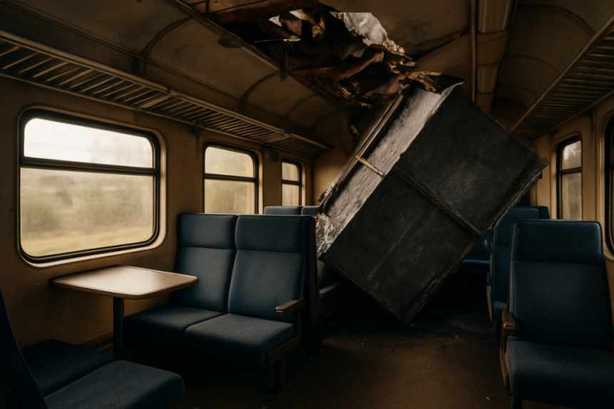Container piercing train carriage