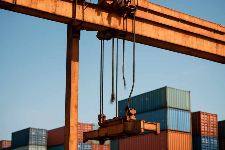 Freight terminal crane cable failure