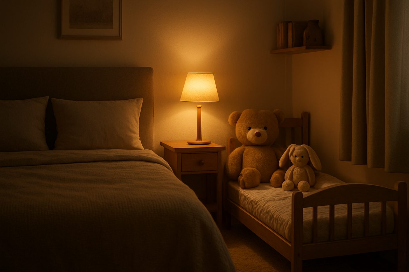 Child’s bedroom, quiet tension
