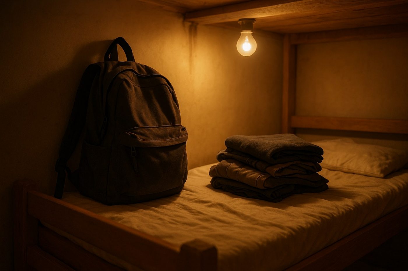 Packed top bunk bed