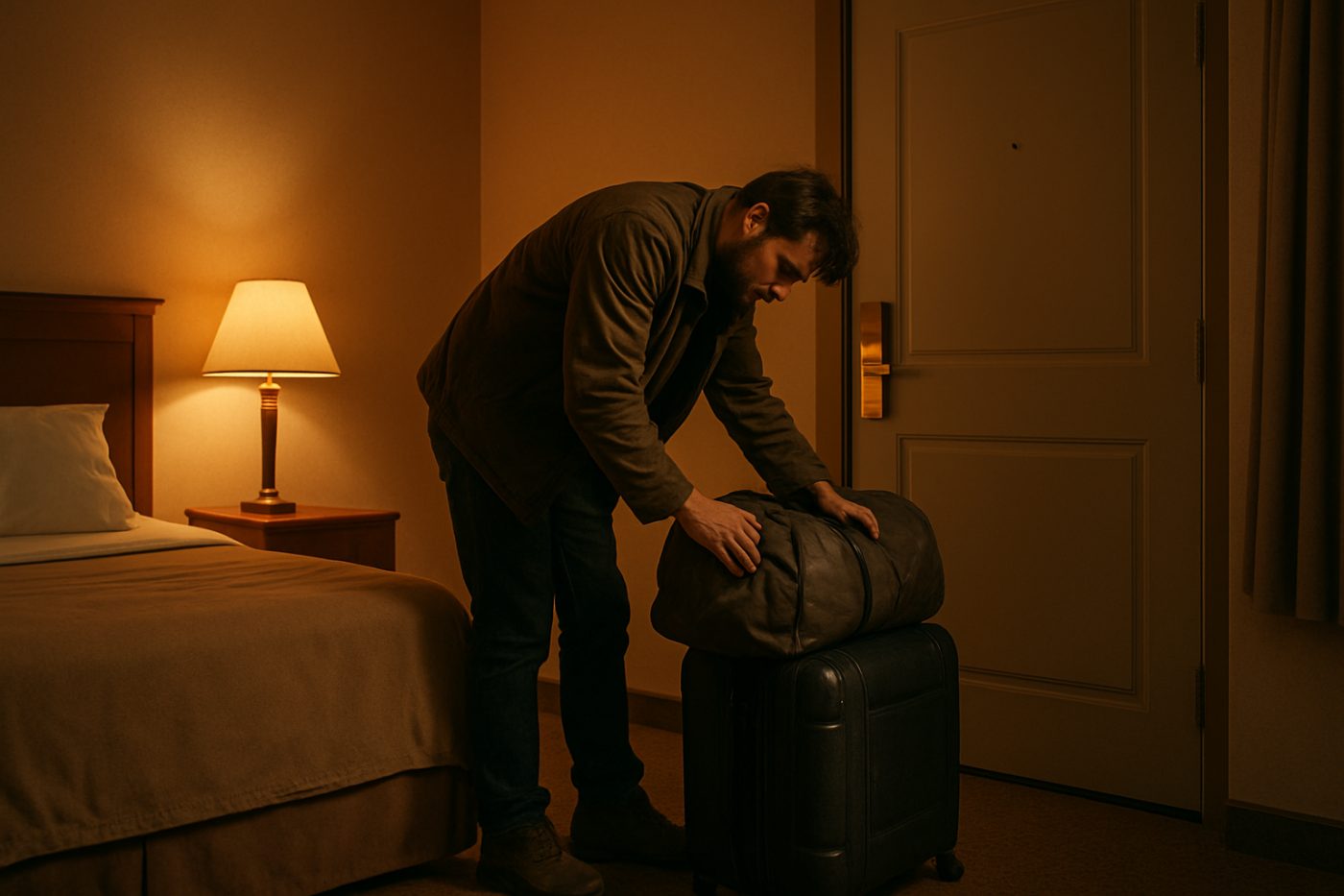 distrustful traveler guarding room