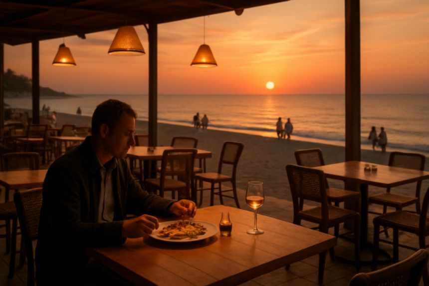 solitary beach dinner