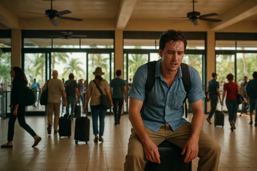 tropical airport arrivals hall
