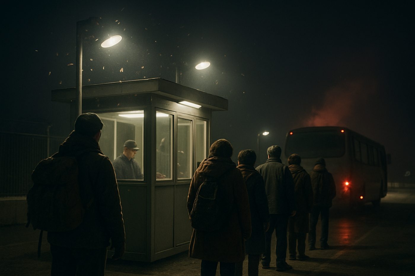 Border crossing night queue