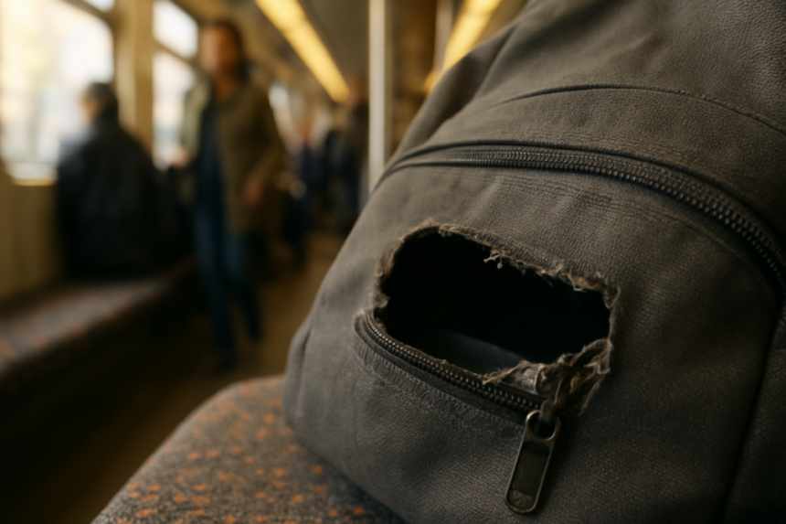 Slit backpack pocket stolen