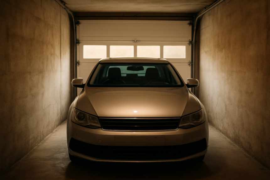 Car reversed inside garage