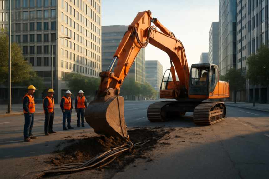 excavator cutting power cable