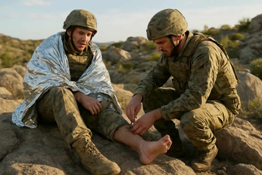 Injured soldier foot care