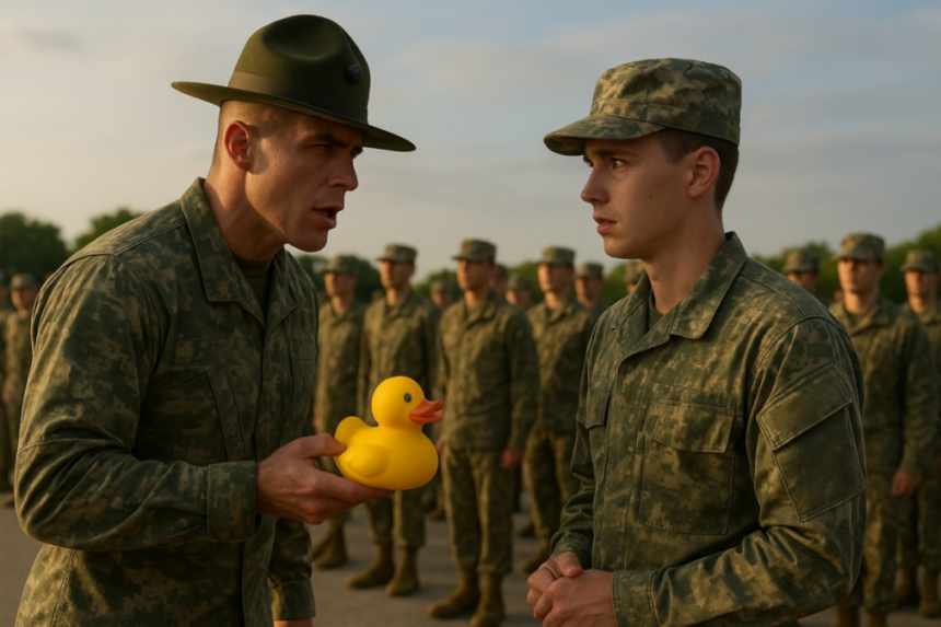Drill sergeant confronting recruit