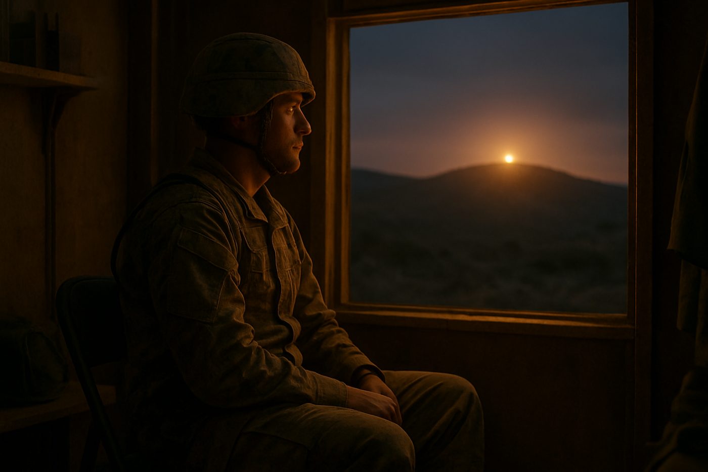 soldier watching hill light