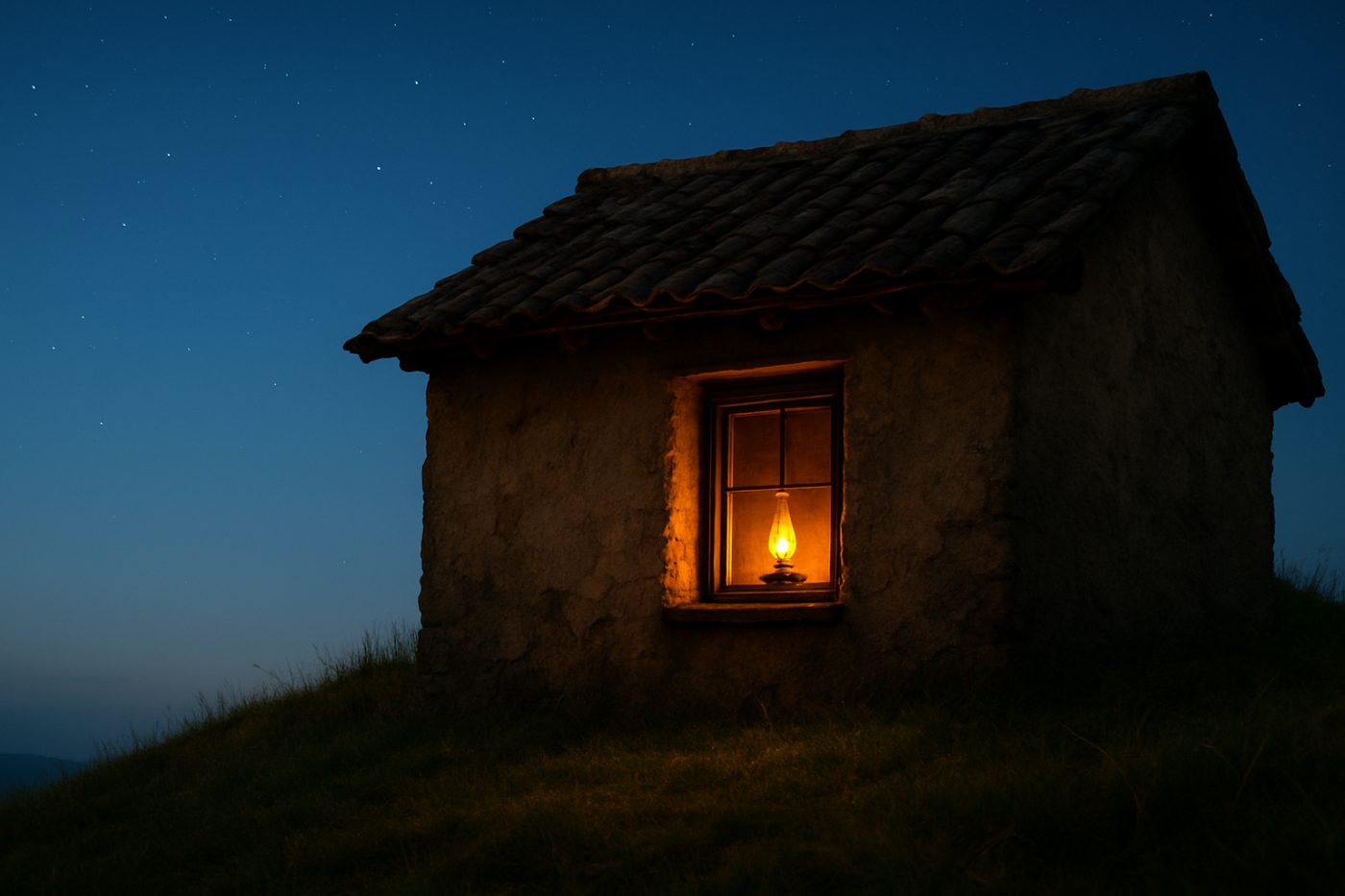 oil lamp on far hill