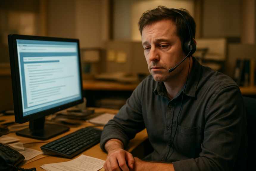 call center agent at desk