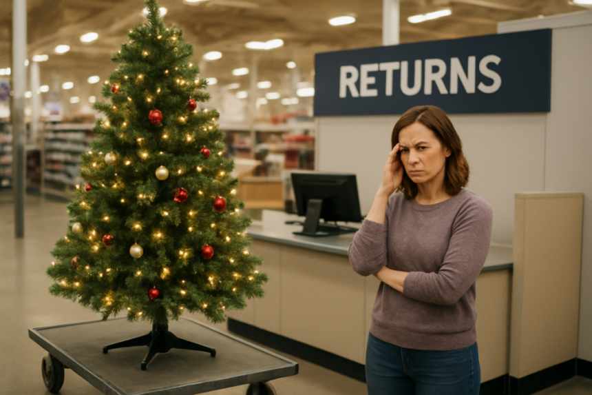 Decorated Christmas tree return