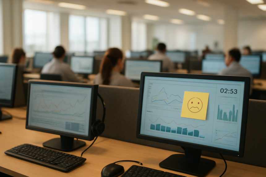 Call center with sticky note