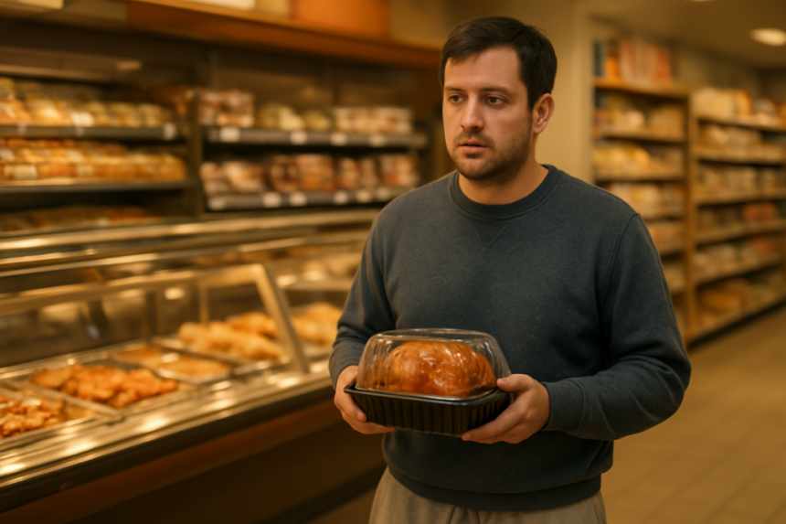 Man buying chicken grocery