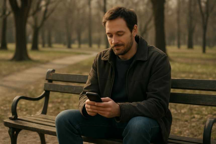 Reflective solitary phone user