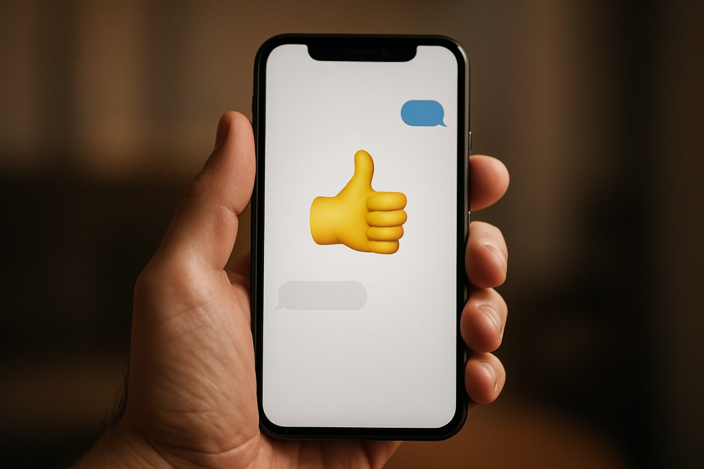 Thumbs-up emoji text message